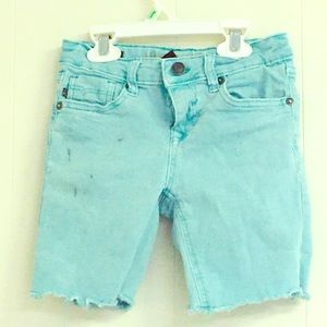 Girls 8 Vigoss Teal Bermuda Frayed Hem Jean Shorts